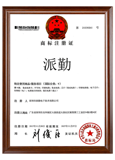 Registered trademark certificate